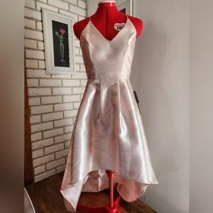 High Low Pink Metallic Dress